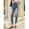 imageSidefeel Womens Ripped Jeans Straight Leg Loose Distressed Boyfriend Zimbaplatinum Denim PantsMyosotis