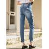 imageSidefeel Womens Ripped Jeans Straight Leg Loose Distressed Boyfriend Zimbaplatinum Denim PantsMyosotis