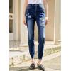 imageSidefeel Womens Ripped Jeans Straight Leg Loose Distressed Boyfriend Zimbaplatinum Denim PantsNavy Blue