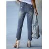 imageSidefeel Womens Ripped Jeans Straight Leg Loose Distressed Boyfriend Zimbaplatinum Denim PantsReal Teal
