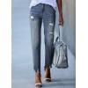 imageSidefeel Womens Ripped Jeans Straight Leg Loose Distressed Boyfriend Zimbaplatinum Denim PantsReal Teal