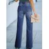 imageSidefeel Womens Wide Leg Jeans Casual High Waisted Straight Zimbaplatinum Denim Pants with PocketsB Peacock Blue