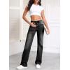 imageSidefeel Womens Wide Leg Jeans Casual High Waisted Straight Zimbaplatinum Denim Pants with PocketsBlack