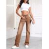 imageSidefeel Womens Wide Leg Jeans Casual High Waisted Straight Zimbaplatinum Denim Pants with PocketsBrown