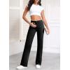 imageSidefeel Womens Wide Leg Jeans Casual High Waisted Straight Zimbaplatinum Denim Pants with PocketsDark Black