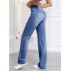 imageSidefeel Womens Wide Leg Jeans Casual High Waisted Straight Zimbaplatinum Denim Pants with PocketsDark Blue