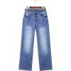 imageSidefeel Womens Wide Leg Jeans Casual High Waisted Straight Zimbaplatinum Denim Pants with PocketsDark Blue