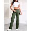 imageSidefeel Womens Wide Leg Jeans Casual High Waisted Straight Zimbaplatinum Denim Pants with PocketsGreen