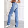 imageSidefeel Womens Wide Leg Jeans Casual High Waisted Straight Zimbaplatinum Denim Pants with PocketsIceland Blue