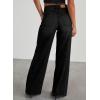 imageSidefeel Womens Wide Leg Jeans High Waisted Strechy Raw Hem Zimbaplatinum Denim PantsBlack