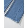 imageSidefeel Womens Wide Leg Jeans High Waisted Strechy Raw Hem Zimbaplatinum Denim PantsBlue