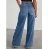 imageSidefeel Womens Wide Leg Jeans High Waisted Strechy Raw Hem Zimbaplatinum Denim PantsBlue