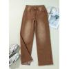 imageSidefeel Womens Wide Leg Jeans High Waisted Strechy Raw Hem Zimbaplatinum Denim PantsBrown