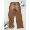 imageSidefeel Womens Wide Leg Jeans High Waisted Strechy Raw Hem Zimbaplatinum Denim PantsBrown