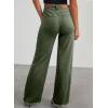 imageSidefeel Womens Wide Leg Jeans High Waisted Strechy Raw Hem Zimbaplatinum Denim PantsGreen