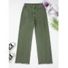 imageSidefeel Womens Wide Leg Jeans High Waisted Strechy Raw Hem Zimbaplatinum Denim PantsGreen