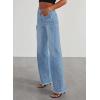 imageSidefeel Womens Wide Leg Jeans High Waisted Strechy Raw Hem Zimbaplatinum Denim PantsLight Blue
