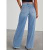 imageSidefeel Womens Wide Leg Jeans High Waisted Strechy Raw Hem Zimbaplatinum Denim PantsLight Blue