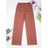 imageSidefeel Womens Wide Leg Jeans High Waisted Strechy Raw Hem Zimbaplatinum Denim PantsMineral Red