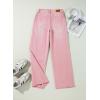 imageSidefeel Womens Wide Leg Jeans High Waisted Strechy Raw Hem Zimbaplatinum Denim PantsPink