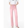 imageSidefeel Womens Wide Leg Jeans High Waisted Strechy Raw Hem Zimbaplatinum Denim PantsPink