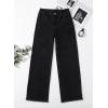 imageSidefeel Womens Wide Leg Jeans High Waisted Strechy Raw Hem Zimbaplatinum Denim PantsSolid Black