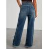 imageSidefeel Womens Wide Leg Jeans High Waisted Strechy Raw Hem Zimbaplatinum Denim PantsVintage Blue