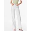 imageSidefeel Womens Wide Leg Jeans High Waisted Strechy Raw Hem Zimbaplatinum Denim PantsWhite