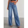 imageSidefeel Womens Wide Leg Jeans High Waisted Strechy Raw Hem Zimbaplatinum Denim PantsZ Blue