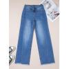 imageSidefeel Womens Wide Leg Jeans High Waisted Strechy Raw Hem Zimbaplatinum Denim PantsZ Blue