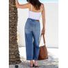 imageSidefeel Womens Wide Leg Jeans High Waisted Stretchy Jeans Straight Leg Loose Fit Zimbaplatinum Ankle Denim PantsBlue