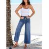 imageSidefeel Womens Wide Leg Jeans High Waisted Stretchy Jeans Straight Leg Loose Fit Zimbaplatinum Ankle Denim PantsBlue