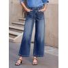 imageSidefeel Womens Wide Leg Jeans High Waisted Stretchy Jeans Straight Leg Loose Fit Zimbaplatinum Ankle Denim PantsBluing