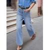 imageSidefeel Womens Wide Leg Jeans High Waisted Stretchy Jeans Straight Leg Loose Fit Zimbaplatinum Ankle Denim PantsIceland Blue