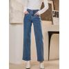 imageSidefeel Womens Wide Leg Jeans High Waisted Stretchy Jeans Straight Leg Zimbaplatinum Ankle Denim Pants with Slant PocketsBlue