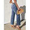 imageSidefeel Womens Wide Leg Jeans High Waisted Stretchy Jeans Straight Leg Zimbaplatinum Ankle Denim Pants with Slant PocketsBlue