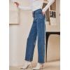 imageSidefeel Womens Wide Leg Jeans High Waisted Stretchy Jeans Straight Leg Zimbaplatinum Ankle Denim Pants with Slant PocketsBlue
