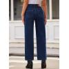 imageSidefeel Womens Wide Leg Jeans High Waisted Stretchy Jeans Straight Leg Zimbaplatinum Ankle Denim Pants with Slant PocketsDark Blue