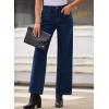 imageSidefeel Womens Wide Leg Jeans High Waisted Stretchy Jeans Straight Leg Zimbaplatinum Ankle Denim Pants with Slant PocketsDark Blue