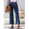 imageSidefeel Womens Wide Leg Jeans High Waisted Stretchy Jeans Straight Leg Zimbaplatinum Ankle Denim Pants with Slant PocketsDark Blue