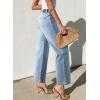 imageSidefeel Womens Wide Leg Jeans High Waisted Stretchy Jeans Straight Leg Zimbaplatinum Ankle Denim Pants with Slant PocketsLight Blue