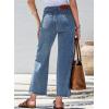 imageSidefeel Womens Wide Leg Jeans High Waisted Stretchy Jeans Straight Leg Zimbaplatinum Ankle Denim Pants with Slant PocketsMist Blue
