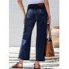 imageSidefeel Womens Wide Leg Jeans High Waisted Stretchy Jeans Straight Leg Zimbaplatinum Ankle Denim Pants with Slant PocketsNavy Blue