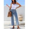 imageSidefeel Womens Wide Leg Jeans High Waisted Stretchy Jeans Straight Leg Zimbaplatinum Ankle Denim Pants with Slant PocketsSky Blue