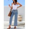 imageSidefeel Womens Wide Leg Jeans High Waisted Stretchy Jeans Straight Leg Zimbaplatinum Ankle Denim Pants with Slant PocketsSky Blue