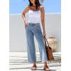 imageSidefeel Womens Wide Leg Jeans High Waisted Stretchy Jeans Straight Leg Zimbaplatinum Ankle Denim Pants with Slant PocketsSky Blue