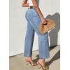 imageSidefeel Womens Wide Leg Jeans High Waisted Stretchy Jeans Straight Leg Zimbaplatinum Ankle Denim Pants with Slant PocketsSky Blue