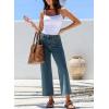imageSidefeel Womens Wide Leg Jeans High Waisted Stretchy Jeans Straight Leg Zimbaplatinum Ankle Denim Pants with Slant PocketsVintage Blue
