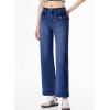 imageSidefeel Womens Wide Leg Jeans High Waisted Stretchy Spring Outfit Zimbaplatinum Jeans with Patch PocketsDark Blue