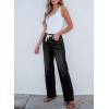 imageSidefeel Womens Wide Leg Jeans High Waisted Stretchy Straight Leg Baggy Drawstring Zimbaplatinum Denim PantsBlack